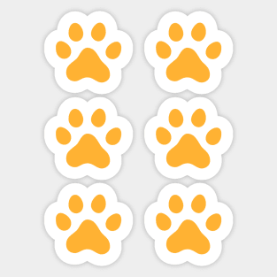 Yellow-orange paw pints, set of six Sticker